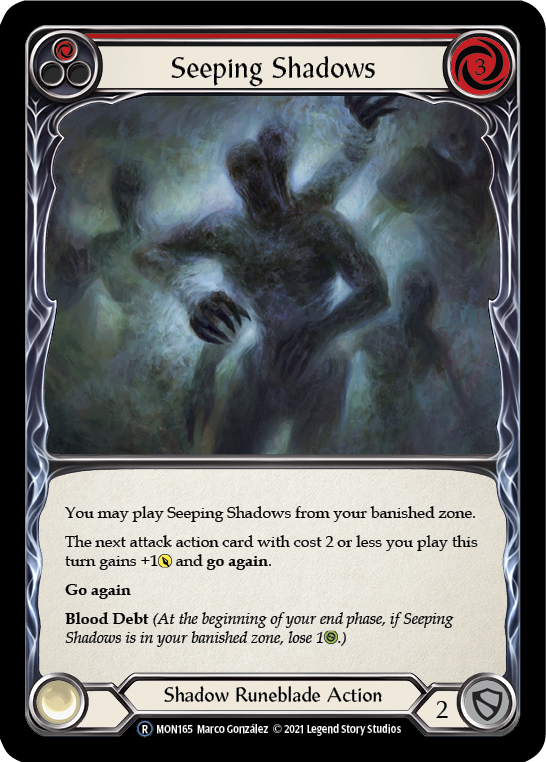 Seeping Shadows (Red) [U-MON165-RF] (Monarch Unlimited)  Unlimited Rainbow Foil | Good Games Morley