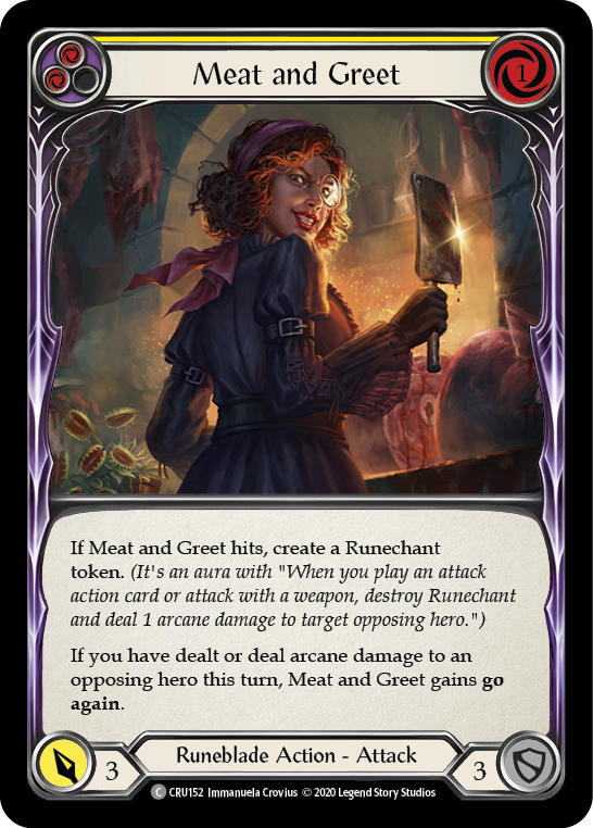 Meat and Greet (Yellow) [CRU152] (Crucible of War)  1st Edition Normal | Good Games Morley