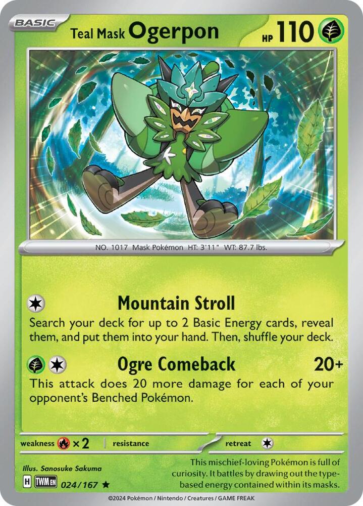 Teal Mask Ogerpon 024/167 (SV06: Twilight Masquerade)  - Holofoil | Good Games Morley