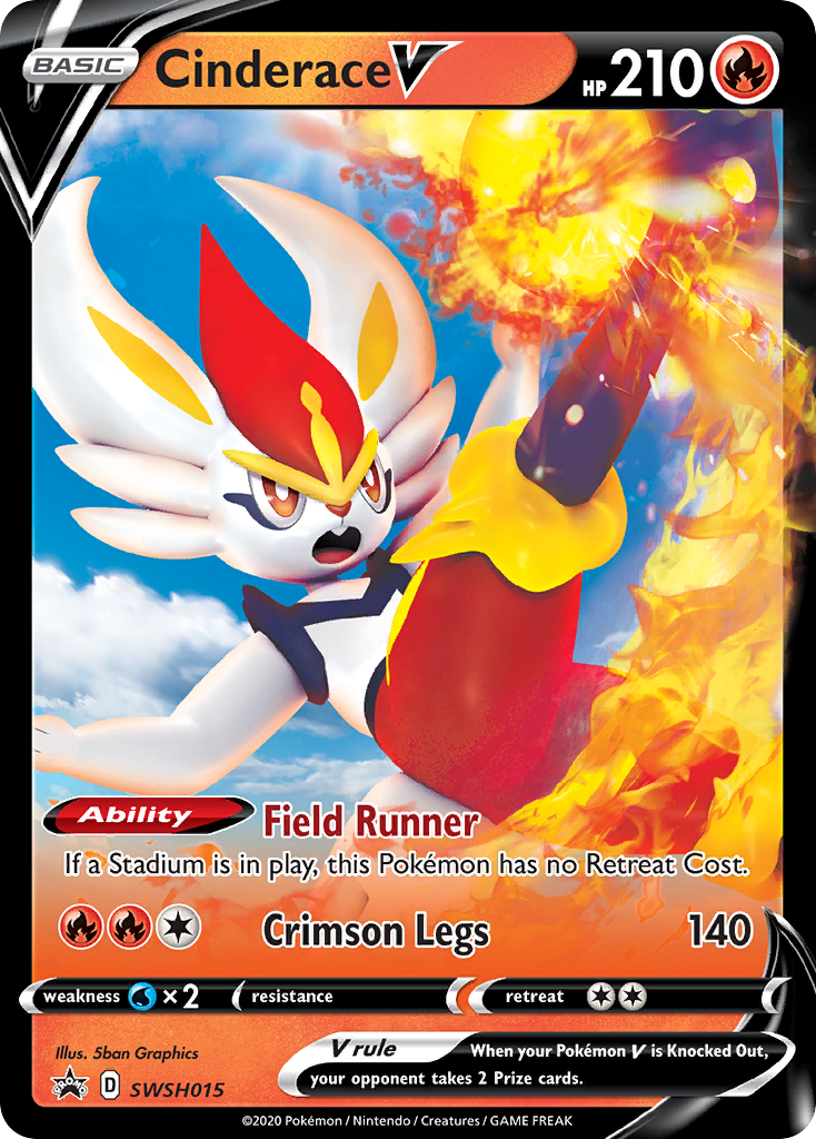 Cinderace V (SWSH015) (Jumbo Card) [Sword & Shield: Black Star Promos] | Good Games Morley