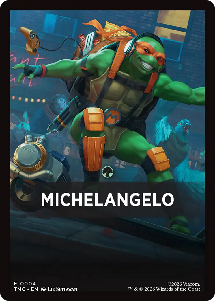 Michelangelo Theme Card [Teenage Mutant Ninja Turtles Commander Tokens] | Good Games Morley