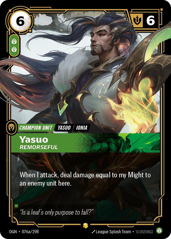 Yasuo - Remorseful 076a/298 (Origins)  - Foil | Good Games Morley