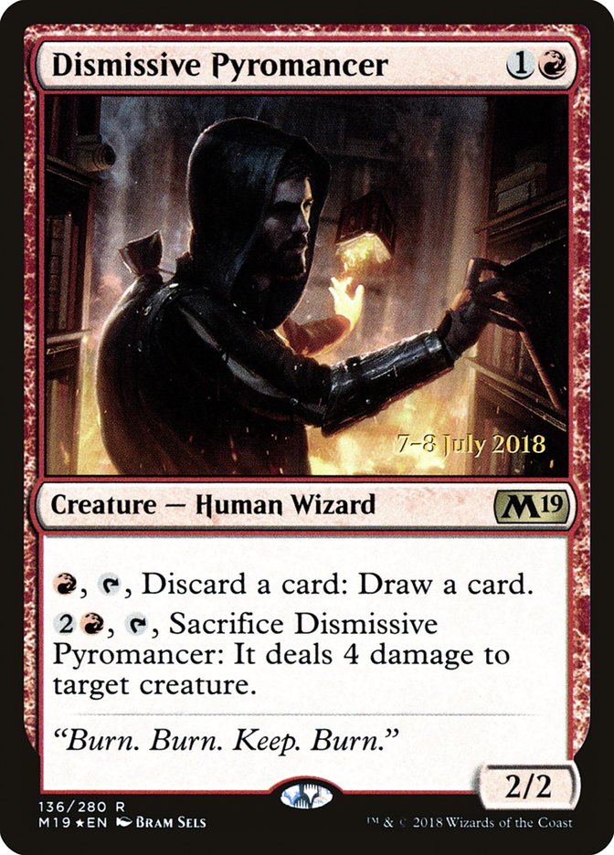 Dismissive Pyromancer [Core Set 2019 Prerelease Promos] | Good Games Morley