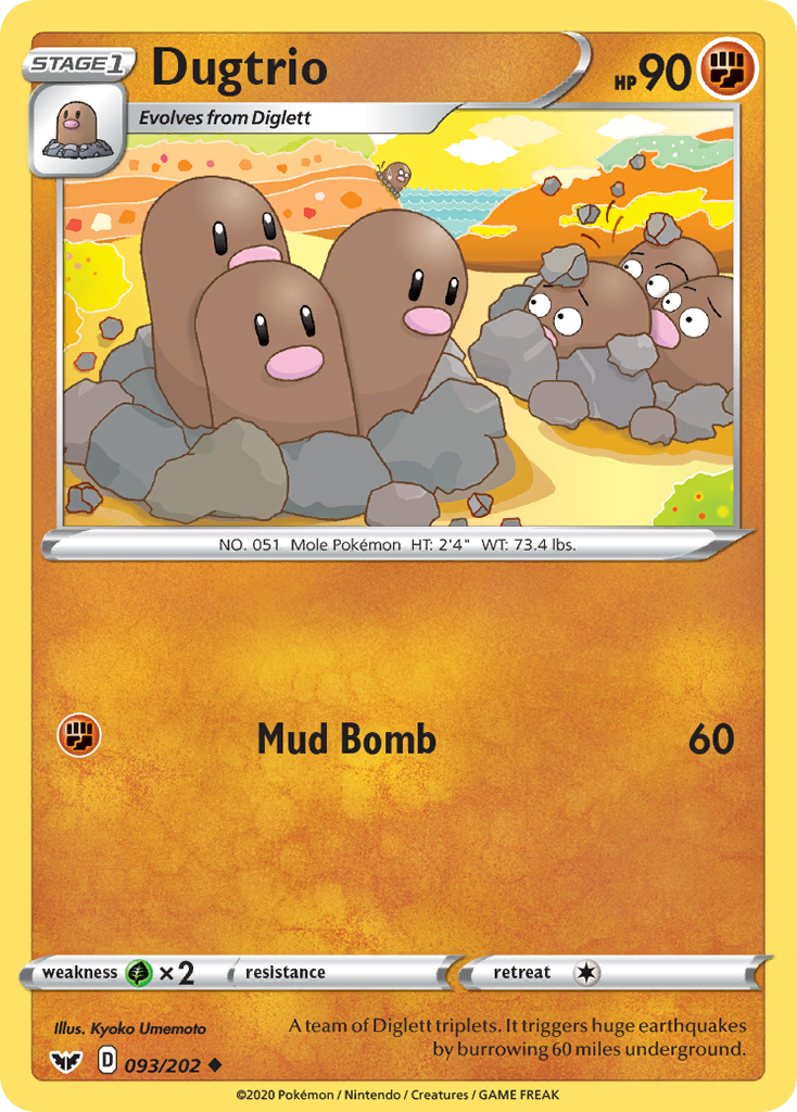 Dugtrio (093/202) [Sword & Shield: Base Set] | Good Games Morley