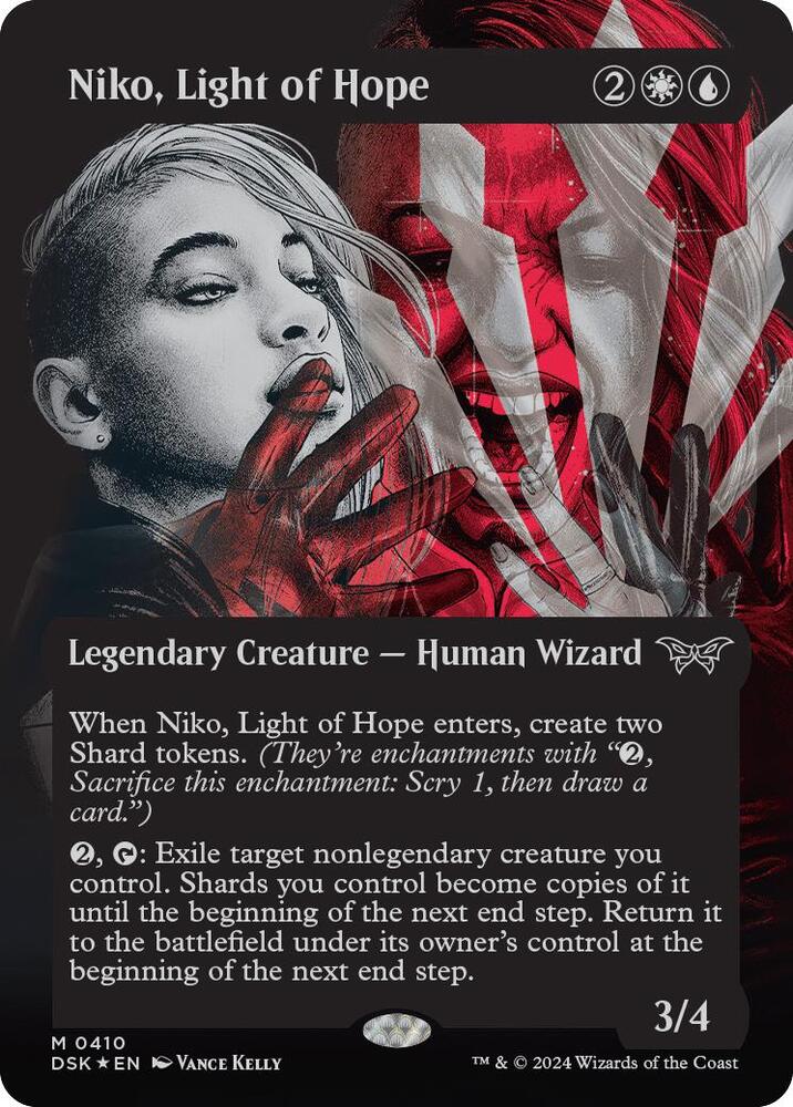 Niko, Light of Hope 410 (Duskmourn: House of Horror)  - Borderless Textured Foil | Good Games Morley