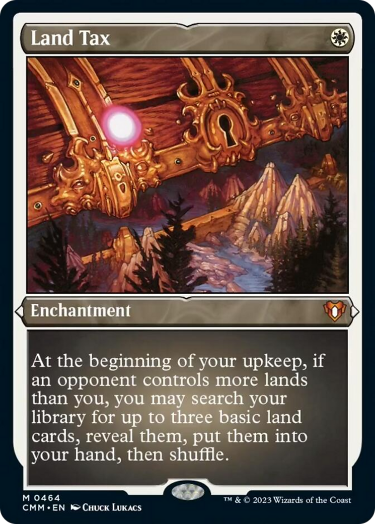Land Tax (Foil Etched) [Commander Masters] | Good Games Morley