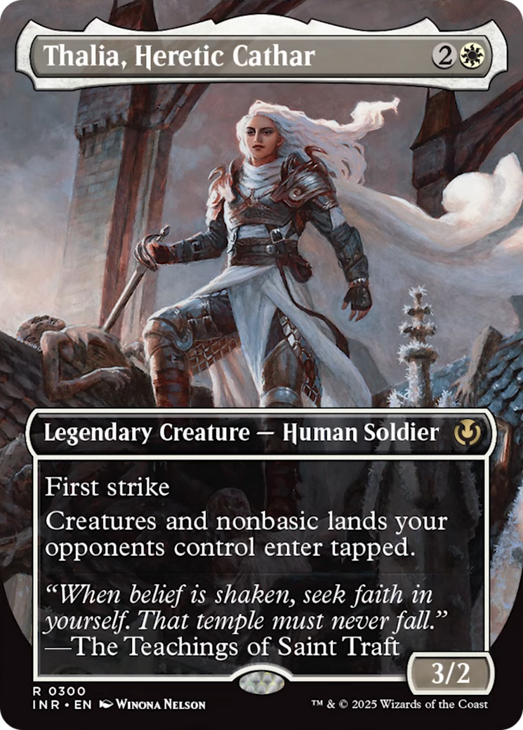 Thalia, Heretic Cathar (borderless) [Innistrad Remastered] | Good Games Morley