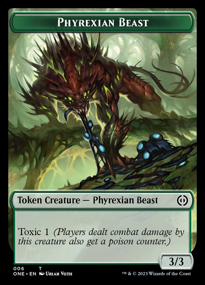 Rebel // Phyrexian Beast Double-Sided Token [Phyrexia: All Will Be One Tokens] | Good Games Morley