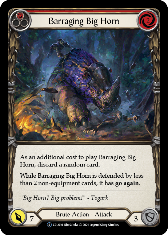 Barraging Big Horn (Red) [U-CRU010] (Crucible of War Unlimited)  Unlimited Rainbow Foil | Good Games Morley