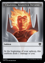 Chandra, Awakened Inferno Emblem // Wizard Double-Sided Token [Commander Masters Tokens] | Good Games Morley