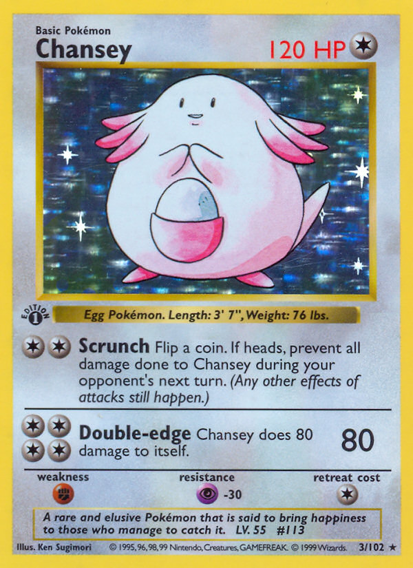 Chansey (3/102) (Shadowless) [Base Set 1st Edition] | Good Games Morley