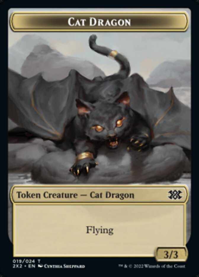 Cat Dragon // Knight Double-Sided Token [Double Masters 2022 Tokens] | Good Games Morley
