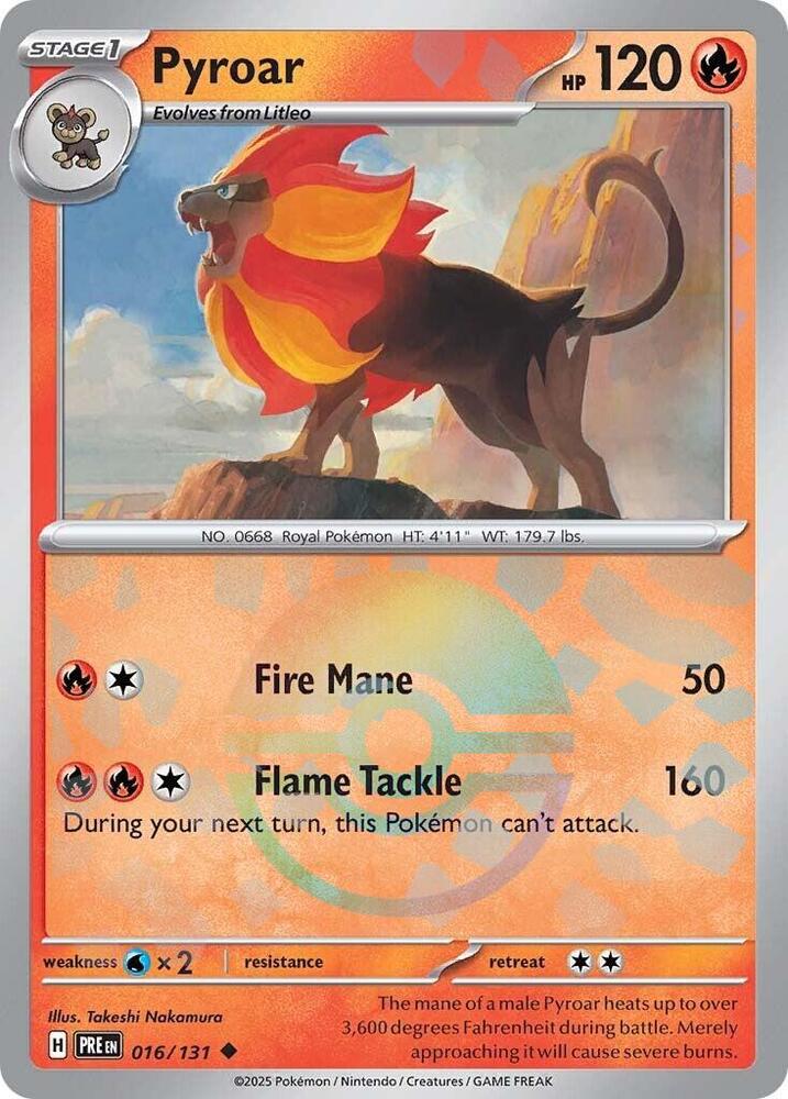 Pyroar (016/131) (Poke Ball Pattern) [Scarlet & Violet: Prismatic Evolutions] | Good Games Morley