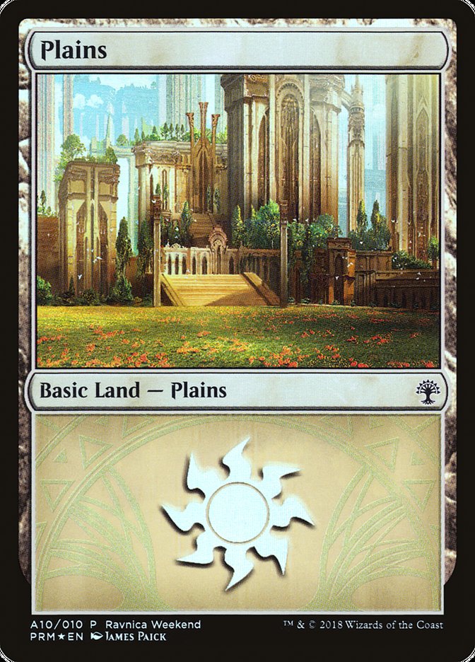 Plains (A10) [Ravnica Allegiance Ravnica Weekend] | Good Games Morley