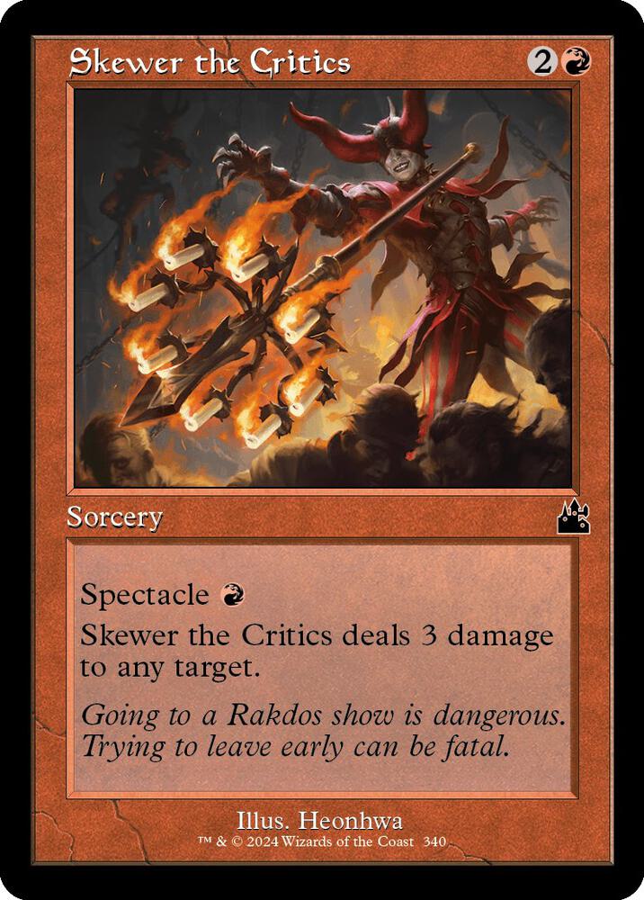 Skewer the Critics 340/291 (Ravnica Remastered)  - Retro Foil | Good Games Morley