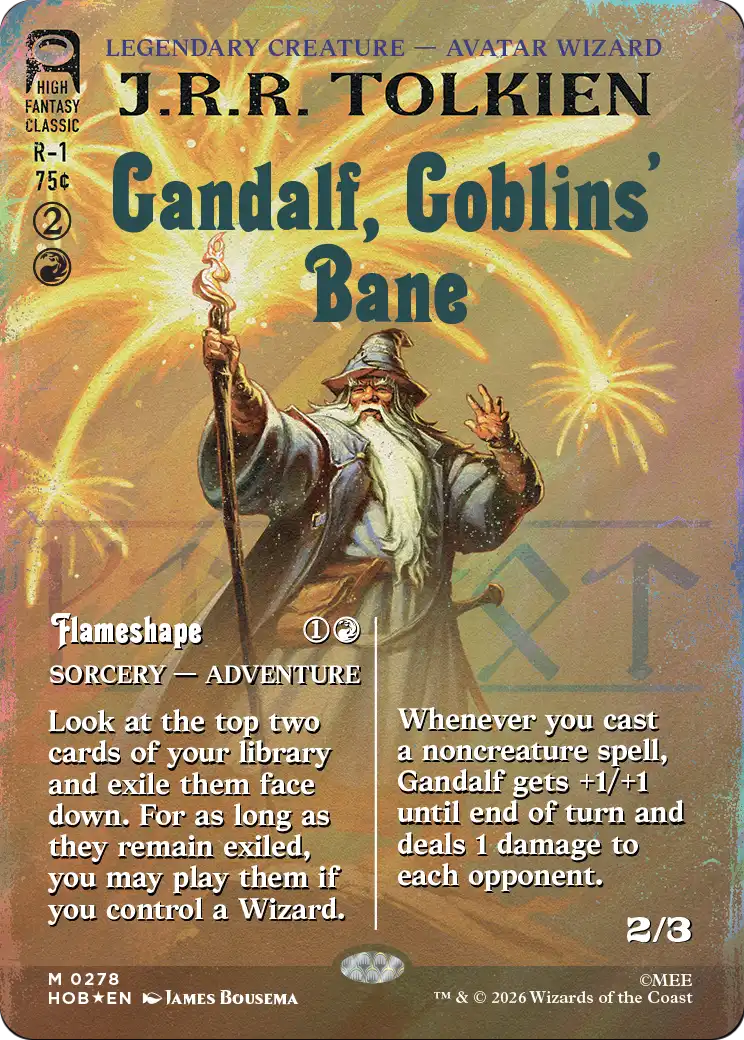 Gandalf, Goblins' Bane (Borderless) (Surge Foil) [The Hobbit] | Good Games Morley