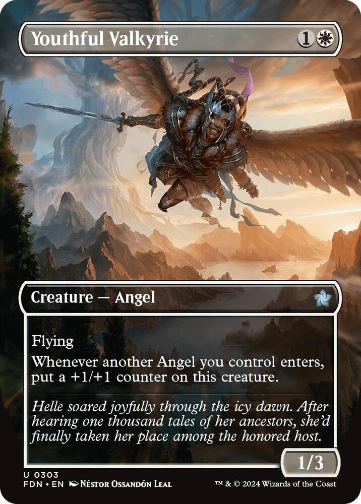 Youthful Valkyrie 303/291 (Foundations)  - Borderless Foil | Good Games Morley