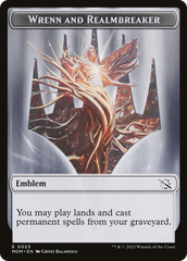 Warrior // Wrenn and Realmbreaker Emblem Double-Sided Token [March of the Machine Tokens] | Good Games Morley