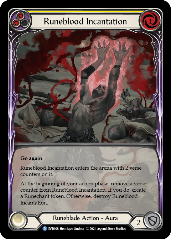 Runeblood Incantation (Yellow) [EVR108] (Everfest)  1st Edition Extended Art Rainbow Foil | Good Games Morley