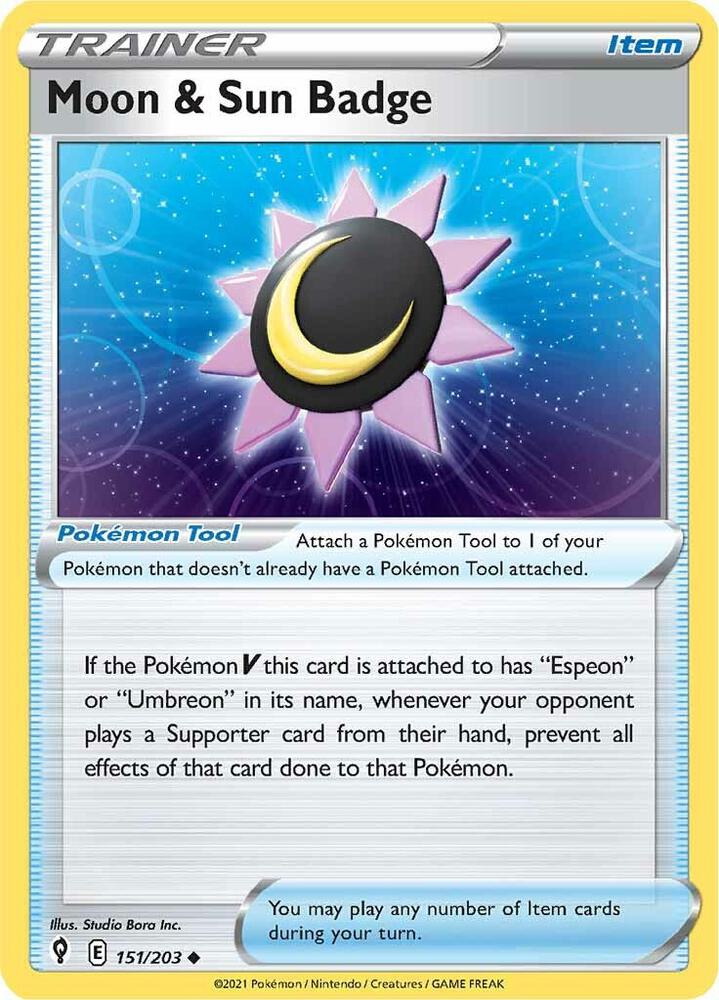 Moon and Sun Badge 151/203 (SWSH07: Evolving Skies)  | Good Games Morley