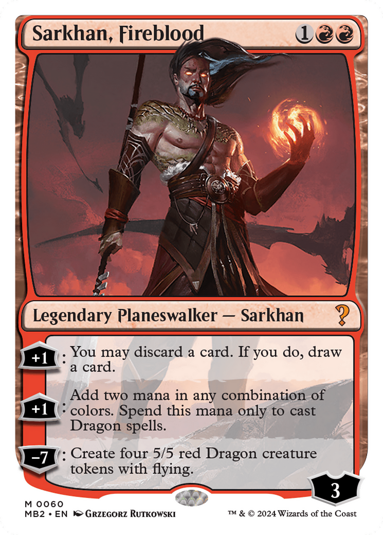 Sarkhan, Fireblood (White Border) [Mystery Booster 2] | Good Games Morley