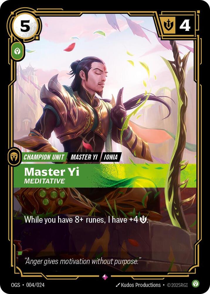 Master Yi - Meditative 004/024 (Origins: Proving Grounds)  | Good Games Morley