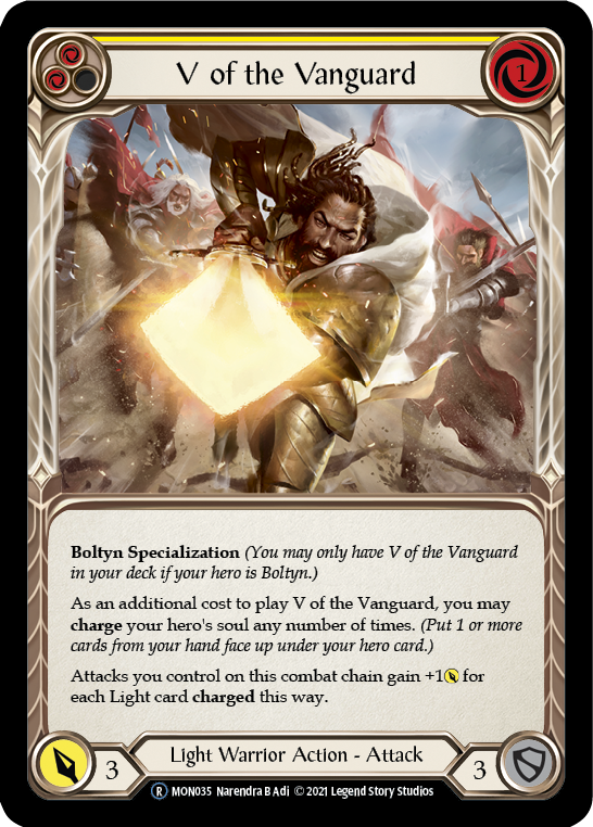 V of the Vanguard [U-MON035-RF] (Monarch Unlimited)  Unlimited Rainbow Foil | Good Games Morley