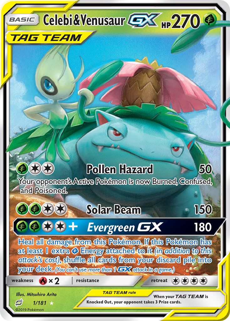 Celebi & Venusaur GX (1/181) [Sun & Moon: Team Up] | Good Games Morley