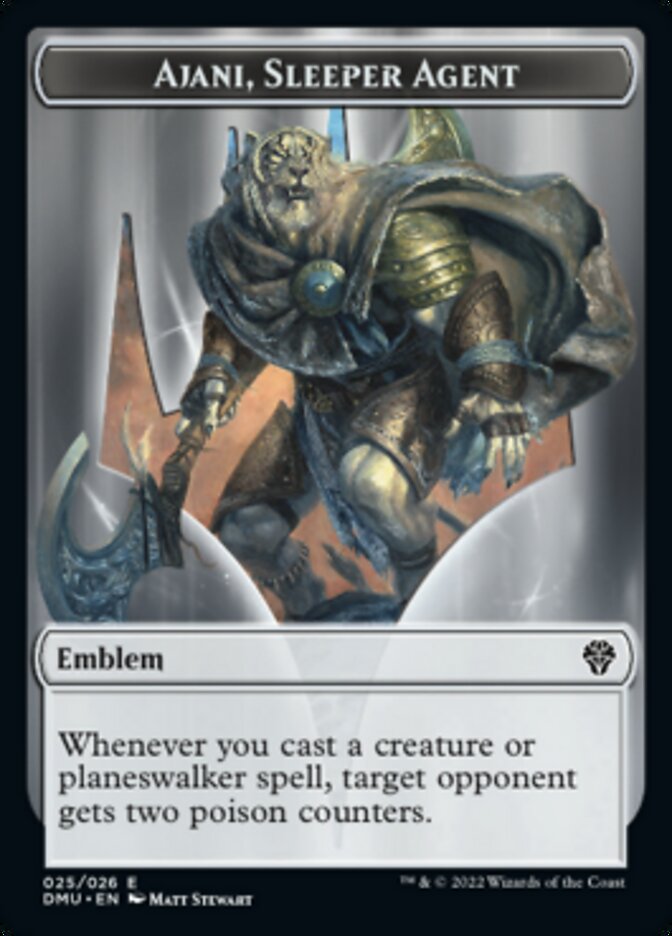 Soldier // Ajani, Sleeper Agent Emblem Double-Sided Token [Dominaria United Tokens] | Good Games Morley