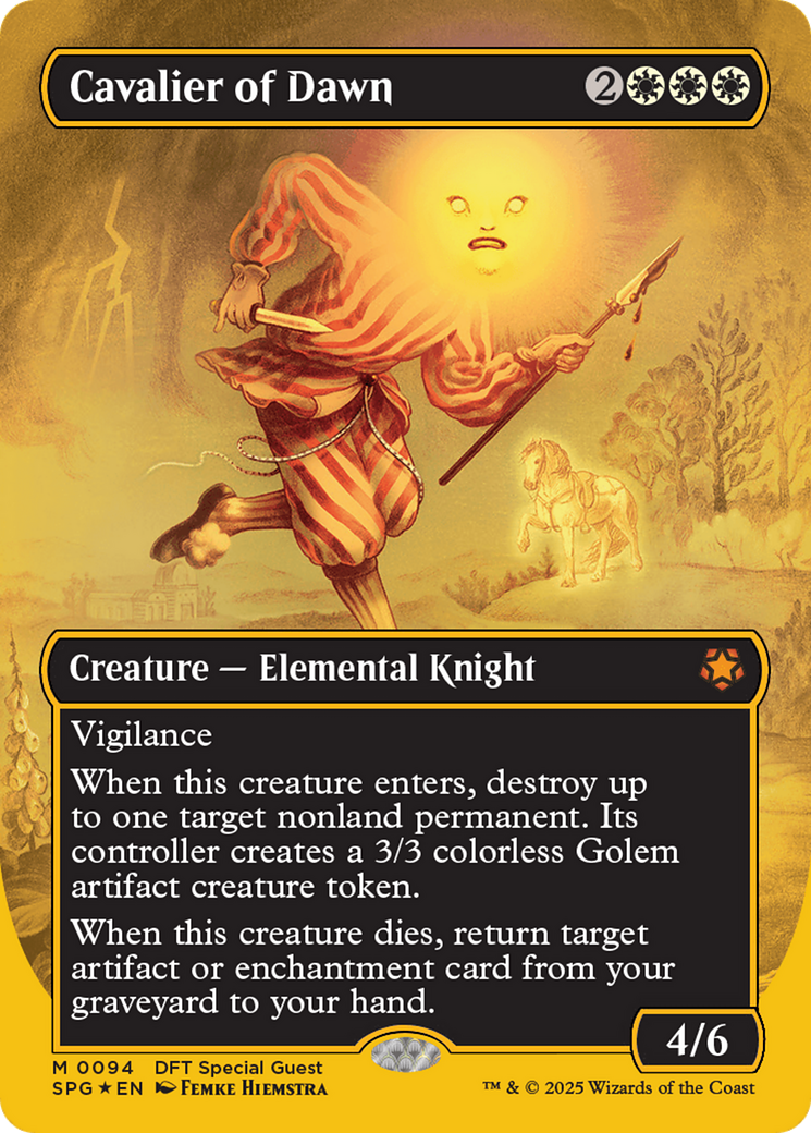 Cavalier of Dawn (Borderless) (First-Place Foil) [Aetherdrift Special Guests] | Good Games Morley