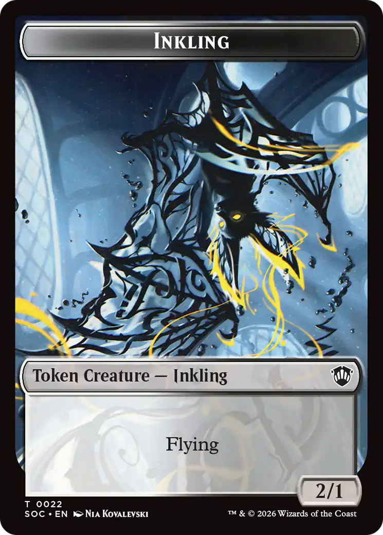 Pegasus // Inkling (0022) Double-Sided Token [Secrets of Strixhaven Commander Tokens] | Good Games Morley