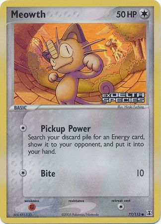 Meowth (77/113) (Stamped) [EX: Delta Species] | Good Games Morley