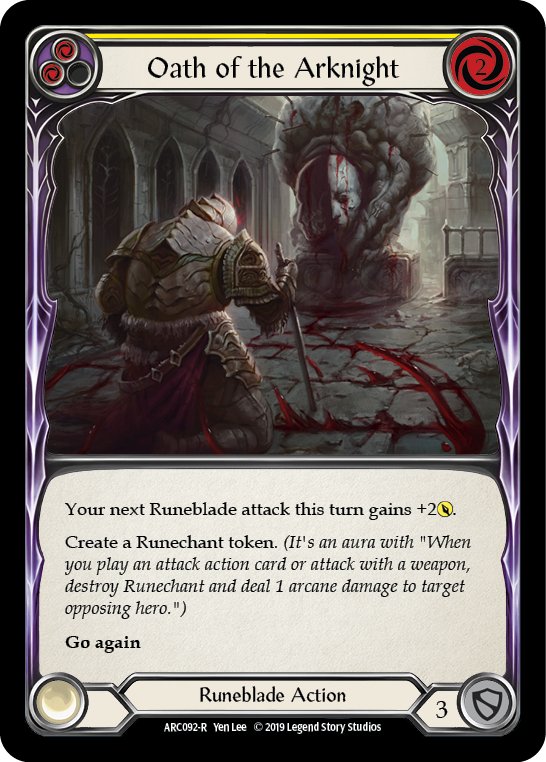 Oath of the Arknight (Yellow) [ARC092-R] (Arcane Rising)  1st Edition Normal | Good Games Morley