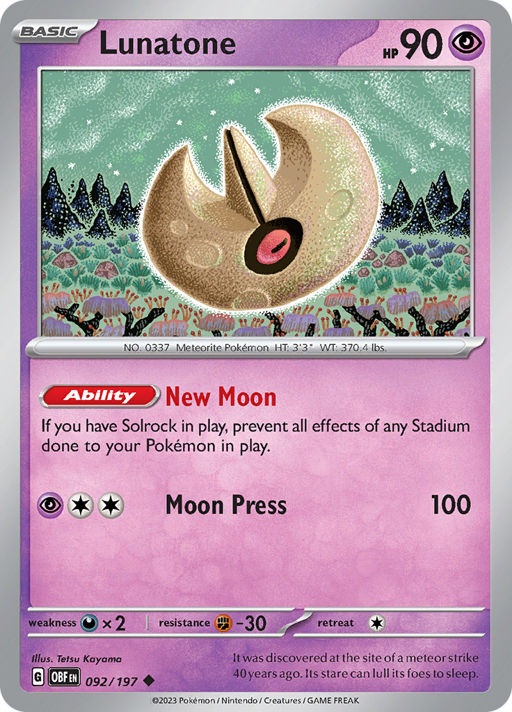 Lunatone (092/197) [Scarlet & Violet: Obsidian Flames] | Good Games Morley