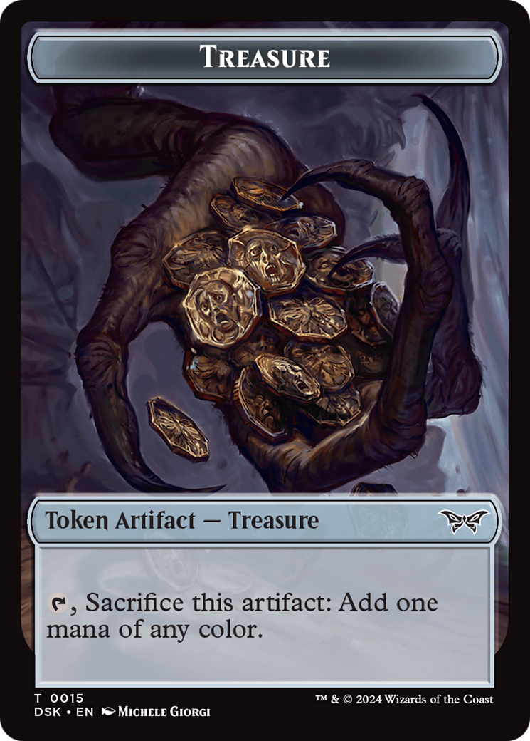 Spirit (0006) // Treasure Double-Sided Token [Duskmourn: House of Horror Tokens] | Good Games Morley