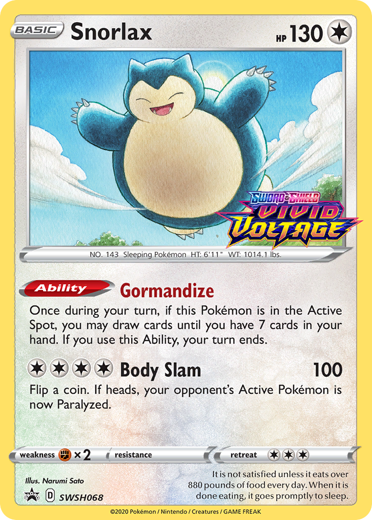 Snorlax (SWSH068) (Prerelease Promo) [Sword & Shield: Black Star Promos] | Good Games Morley