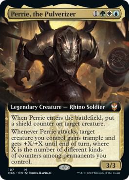 Perrie the Pulverizer Extended Art 107 (Commander: Streets of New Capenna)  - Foil | Good Games Morley