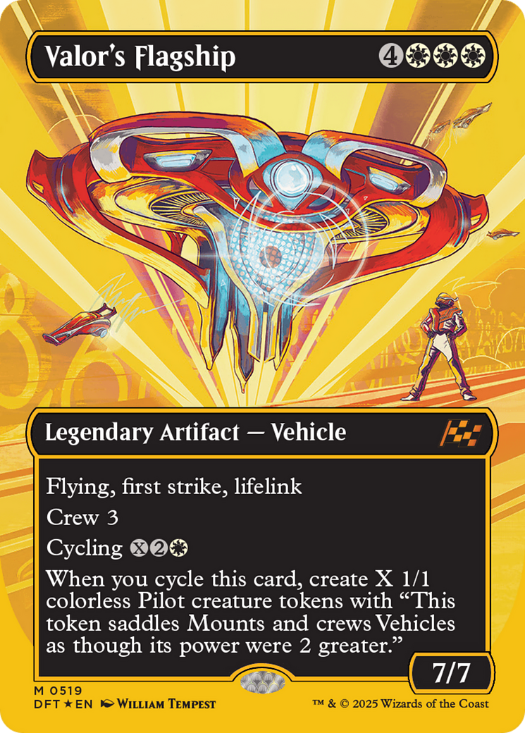 Valor's Flagship (Borderless) (First-Place Foil) [Aetherdrift] | Good Games Morley