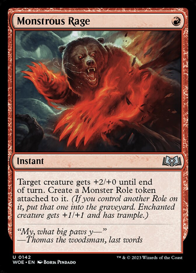Monstrous Rage 142/276 (Wilds of Eldraine)  - Foil | Good Games Morley