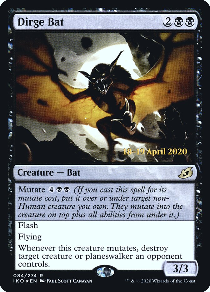 Dirge Bat [Ikoria: Lair of Behemoths Prerelease Promos] | Good Games Morley