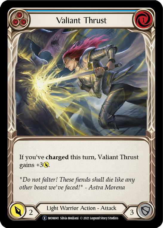 Valiant Thrust (Blue) [U-MON041-RF] (Monarch Unlimited)  Unlimited Rainbow Foil | Good Games Morley