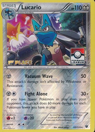 Lucario (63/124) (League Promo 1st Place) [XY: Fates Collide] | Good Games Morley