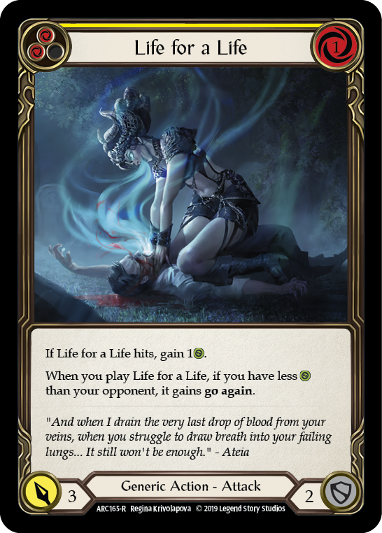 Life for a Life (Yellow) [ARC165-R] (Arcane Rising)  1st Edition Normal | Good Games Morley