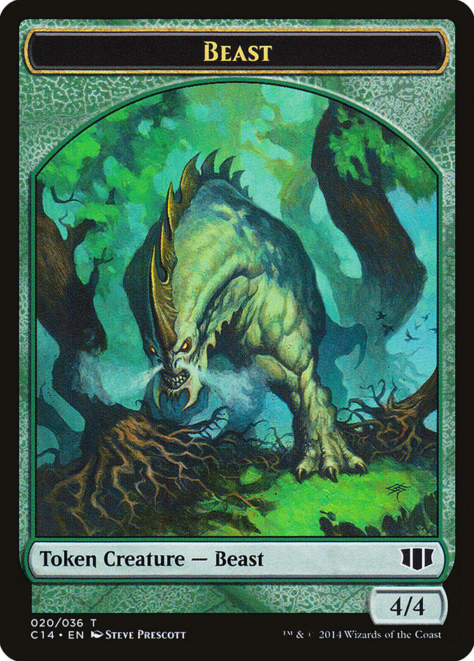 Elf Druid // Beast (020/036) Double-Sided Token [Commander 2014 Tokens] | Good Games Morley