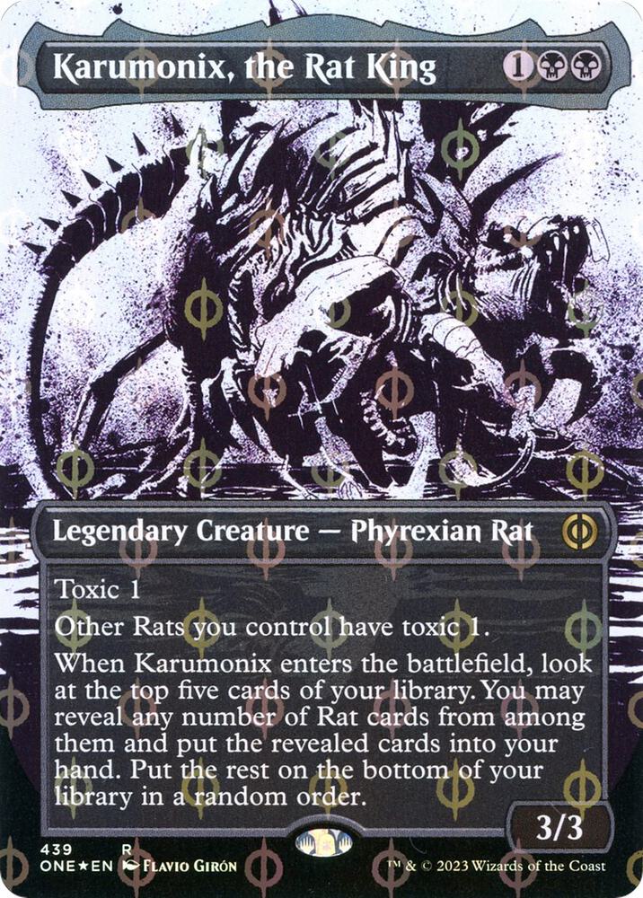 Karumonix, the Rat King 439/271 (Phyrexia: All Will Be One)  - Borderless Compleat Foil | Good Games Morley