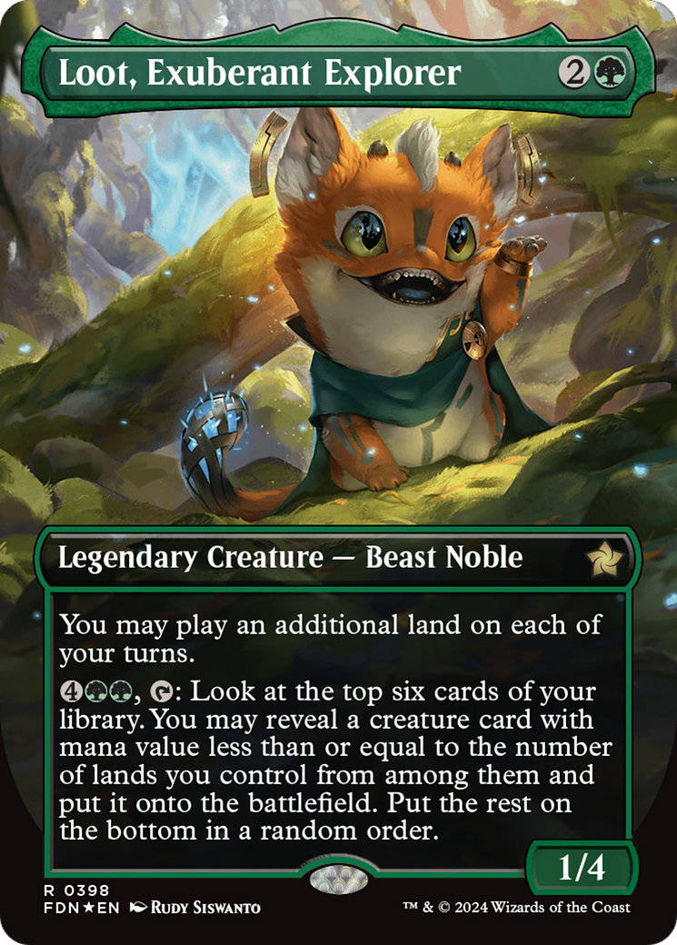 Loot, Exuberant Explorer (Borderless) (Mana Foil) [Foundations] | Good Games Morley