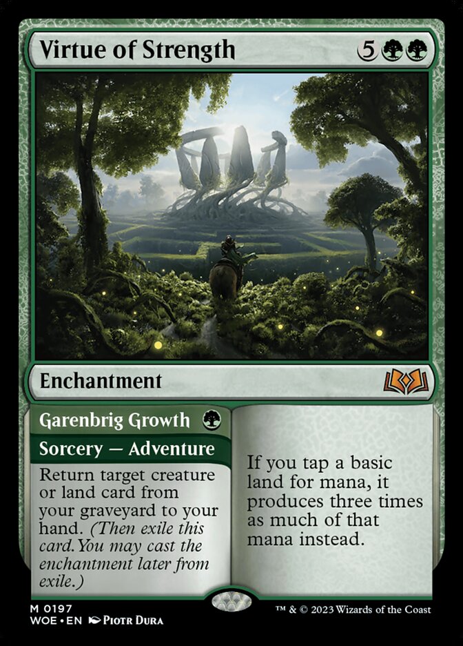 Virtue of Strength // Garenbrig Growth 197/276 (Wilds of Eldraine)  - Showcase | Good Games Morley