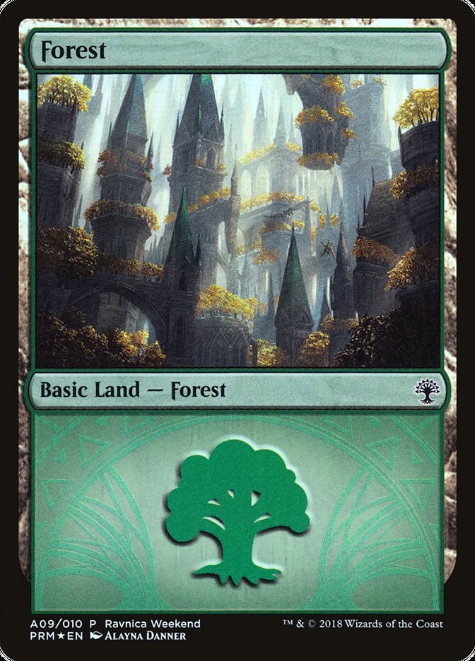 Forest (A09) [Ravnica Allegiance Ravnica Weekend] | Good Games Morley