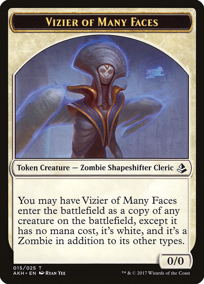 Vizier of Many Faces // Zombie Double-Sided Token [Amonkhet Tokens] | Good Games Morley