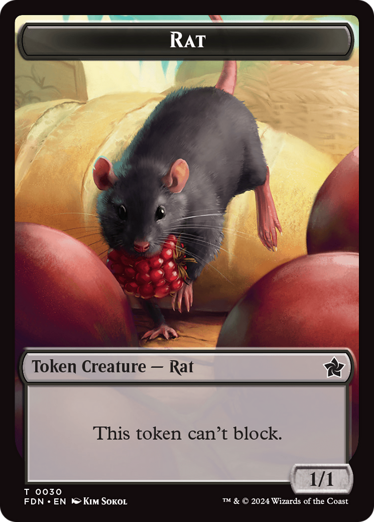 Elf Warrior // Rat (0030) Double-Sided Token [Foundations Tokens] | Good Games Morley